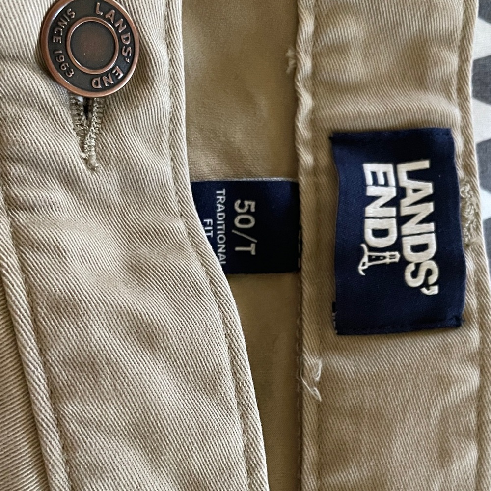 Big & Tall Lands' End Beige Trousers- 5 pocket w/ relaxed waistband , NWOT